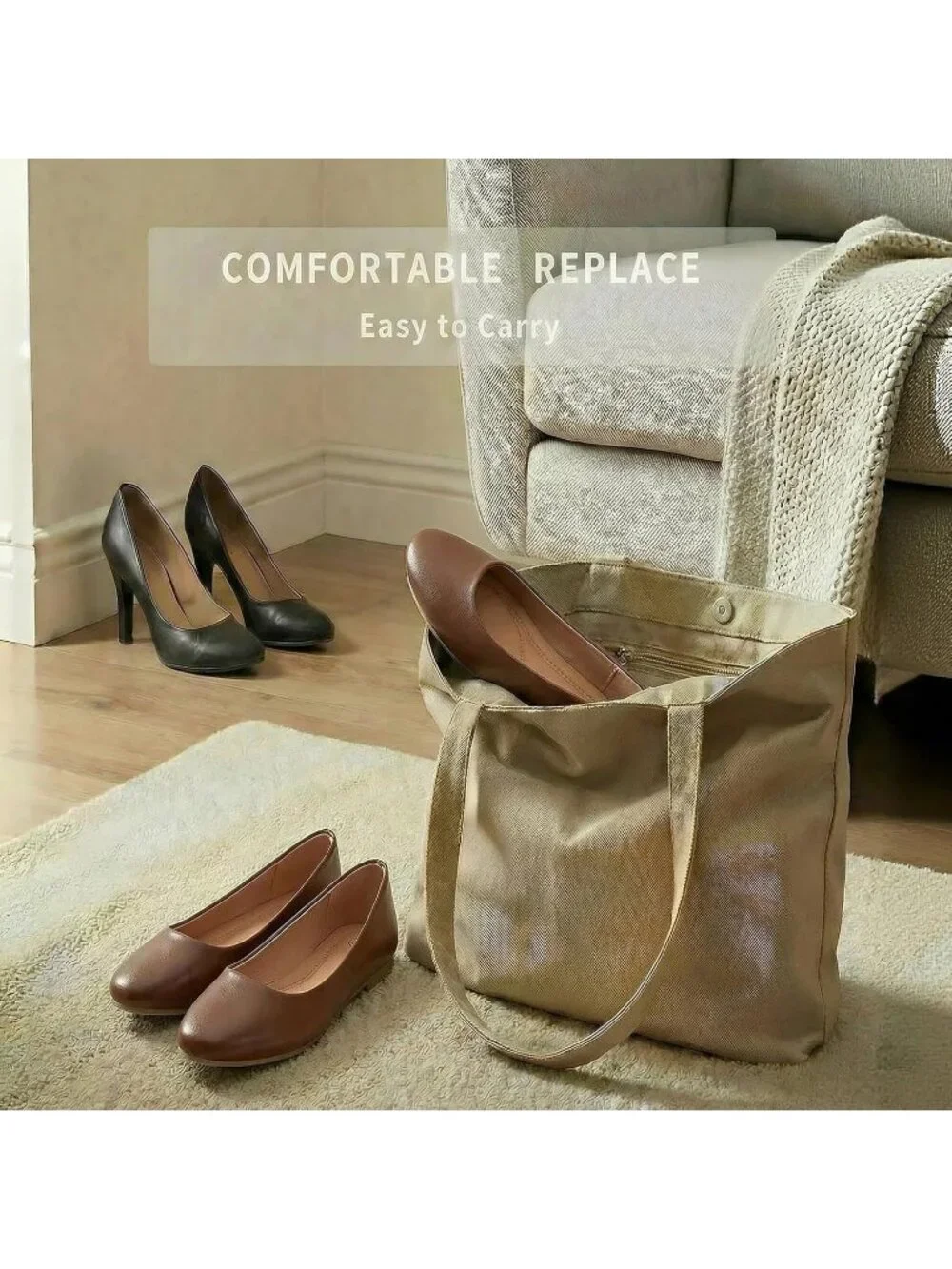 Women's Brown PU Leather Comfortable Ballet Flats Slip on Round Toe Casual Shoes